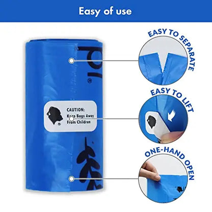 GORILLA SUPPLY Dog Poop Waste Bags with Dispenser and Leash Tie, 9" X 13", Blue, 1000 Count